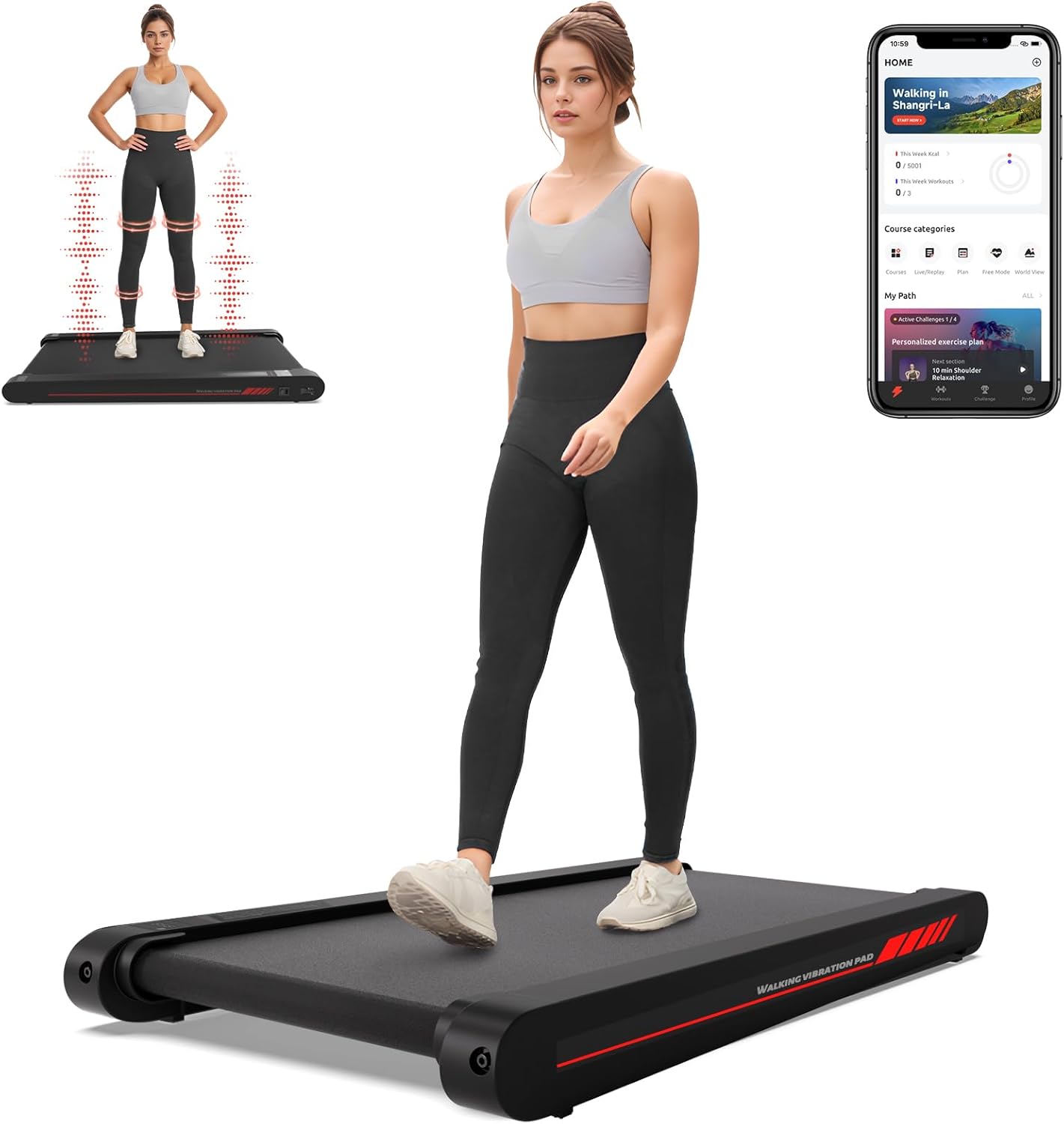 Walking Vibration Pad with Manual Incline